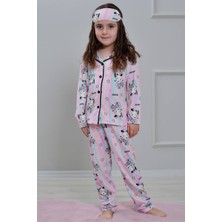 Yağmur Giyim Pjkö Şapşik Köpekçik Desenli Pembe Uzun Kollu Önden Düğmeli Kız Çocuk Pijama Takımı 4-12 Yaş 507U
