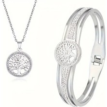 Takantakana Pandora Tarz Altın Kaplama Zirkon Taş Işlemeli  Hayat Ağacı  Bilezik Kolye Set