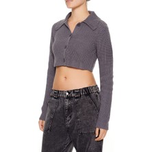 F21 Düğmeli Crop Hırka