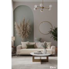 Miracolo Home Ekru Pamuklu Koltuk Örtüsü 115X200 Önden Saçaklı Çizgili Desenli