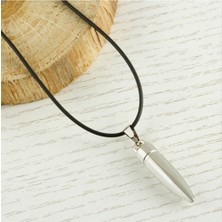 Zero Ds-Derin Mermi Metal Vinlex Deri Kolye-Gümüş Rengi