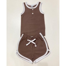 Key Kids Brown Askılı Şortlu Takım