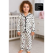 Milays Kız Çocuk Kuromi  Desenli Düğmeli  %100 Pamuklu Renkli Pijama Takımı