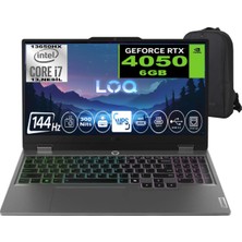 Lenovo Loq Intel Core I7 13650HX 32GB Ram 2tb SSD RTX4050 105W IPS 300NIT 144Hz Freedos 15.6" Taşınabilir Bilgisayar & Cimete Çanta