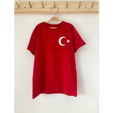 Key Kids Kırmızı Beyaz Ay Yıldızlı  Bayrak Temalı Tişört