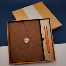 Keyfim Shop Kişiye Özel Özel Kutulu Deri Defter ve Roller Kalem Seti
