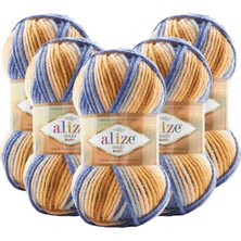 Alize Süperlana Maxi Yünlü Örgü Iplği/kalın Chunky Iplik/batik/el Örgü İPI/ 7914