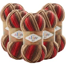 Alize Süperlana Maxi Yünlü Örgü Iplği/kalın Chunky Iplik/batik/el Örgü İPI/ 7802