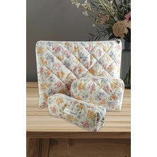 Bijuteri Net Çiçek Desenli Kalem Makyaj Labtop Bilgisayar Set Çantası