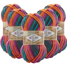 Alize Süperlana Maxi Yünlü Örgü Iplği/kalın Chunky Iplik/batik/el Örgü İPI/ 8025