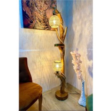 Doğal Ağaç Lambader 145-150 Cm, Yalıkavak Serisi, Kahverengi, Şık ve Zarif Tasarım