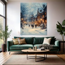 Artarilion Kanvas Dikey Duvar Tablosu Kanvas Yeni Yıl Şehir Manzarası Ev Ofis Salon Modern Duvar Tablosu