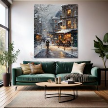 Artarilion Kanvas Dikey Duvar Tablosu Kanvas Kar ve Yağmur Manzara Ev Ofis Salon Modern Duvar Tablosu
