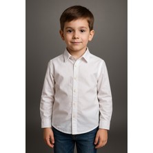 tinytrends Erkek Çocuk Uzun Kollu Beyaz Gömlek Classic Askı Papyon Takım Hediyeli