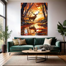 Artarilion Kanvas Dikey Duvar Tablosu Kanvas Sonbahar Geyik Ev Ofis Salon Modern Duvar Tablosu