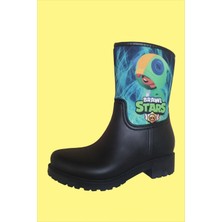 Sea & Blue Shoes Sea & Blue Çocuk Yağmur Çizmesi Leon Brawl Stars Baskılı Su Geçirmeyen Platform Topuklu
