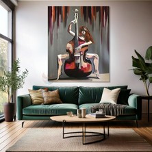 Artarilion Kanvas Dikey Duvar Tablosu Kanvas Cello Çalan Kadın Ev Ofis Salon Modern Duvar Tablosu