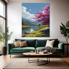 Artarilion Kanvas Dikey Duvar Tablosu Kanvas Nehir Manzara Ev Ofis Salon Modern Duvar Tablosu