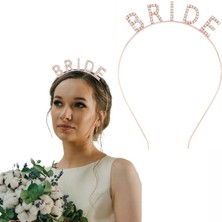 Zero Land Ds-Derin Rose Gold Renk Bekarlığa Veda Kristal Taş Bride Tacı Ithal 16X10 cm