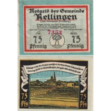 Banknoting Almanya 75 Pfennig 1921 Notgeld-Rellingen Belediyesi. Çil