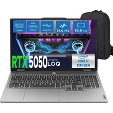 Lenovo Loq Intel Core I7-13700HX 40GB Ram 512GB SSD RTX5050 (8GB+100W) IPS 300NITS 100% Srgb, 144Hz, Windows 11 Pro 15.6" Taşınabilir Bilgisayar & Cimete Çanta