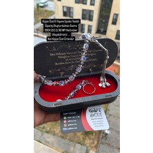 El Işlemli Epoksi Saç ve Resimli Tesbih, Ahşap Kutu ile Güzel Hediye Seti