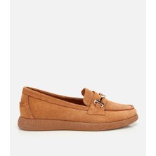 Hotiç Kadın Süet Deri Taba Yumuşak Tabanlı Comfort Günlük Loafer