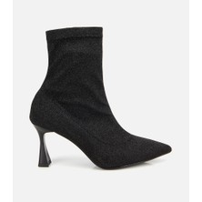 Hotiç 01BOH314980A100 KADIN Siyah Simli Streç Fermuarlı Bilekte Ince Topuklu Bot