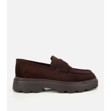 Hotiç Erkek Süet Deri Kahverengi Kalın Tabanlı Günlük Loafer