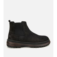 Hotiç Erkek Nubuk Deri Siyah Lastik Detaylı Chelsea Bot