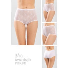 Baykar Kadın Pamuklu Dantelli Düz Bato Külot 3'lü Paket Beyaz