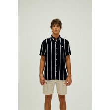 Bad Bear Sergio Shirt Siyah Kısa Kollu Çizgili Erkek Gömlek