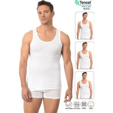 Özkan Underwear Özkan 10852 3'lü Paket Erkek Premium Esnek Kumaş Pamuklu Modal Kalın Askılı Atlet