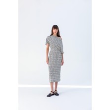 Kameya Düşük Omuz Midi Elbise 24S40413