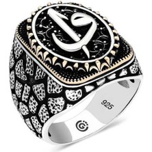 Gumush Gümüş Elif Vav Oval Erkek Yüzük