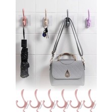 Omilife Şeffaf Yapışkanlı 6'lı Renkli Askı Seti Duvar Tipi Pratik Banyo ve Mutfak Düzenleyici