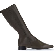 Bueno Shoes Haki Deri Kadın Düz Çizme 01WR3010 01WR3010