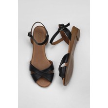 Bueno Shoes Siyah Deri Kadın Sandalet 01WN3808 01WN3808