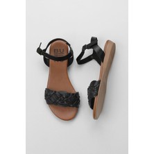 Bueno Shoes Siyah Deri Kadın Düz Sandalet 01WU7450 01WU7450