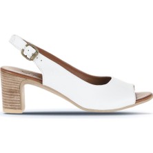 Bueno Shoes Beyaz Deri Kadın Topuklu Sandalet 01WN1517 01WN1517