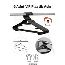 Nelson Siyah Plastik Elbise Kıyafet Askısı 6 Adet Plastik Elbise Askısı Siyah Vıp