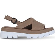 Bueno Shoes Gri Deri Kadın Düz Sandalet 01WU7303 01WU7303