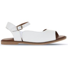 Bueno Shoes Beyaz Deri Kadın Düz Sandalet 01WA5707 01WA5707