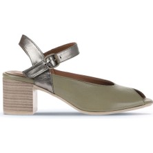 Bueno Shoes Haki Multi Deri Kadın Topuklu Sandalet 01WA2811 01WA2811