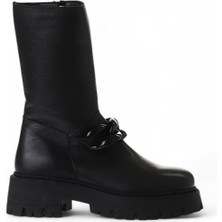 Bueno Shoes Siyah Deri Kadın Düz Bot 01WV3118 01WV3118
