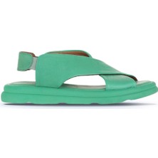 Bueno Shoes Yeşil Koyu Deri Kadın Düz Sandalet 01WA2603 01WA2603
