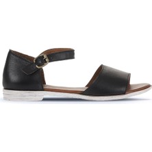 Bueno Shoes Siyah Deri Kadın Düz Sandalet 01WA3006 01WA3006