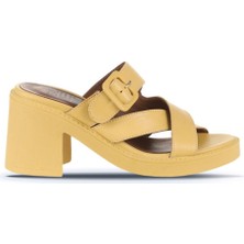 Bueno Shoes Sarı Deri Kadın Topuklu Terlik 01WA1701 01WA1701