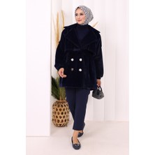 Bym Fashion Düğmeli Kaban 70059 Lacivert