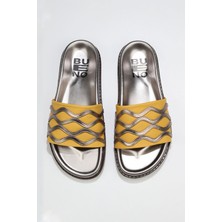 Bueno Shoes Sarı Multi Deri Kadın Düz Terlik 01WU5828 01WU5828